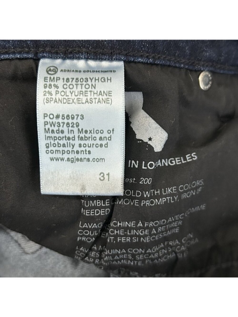 AG Adriano Goldschmied Mari High Rise Slim Straight Jeans Sz 31 Dark Wash Indigo - Picture 4 of 16
